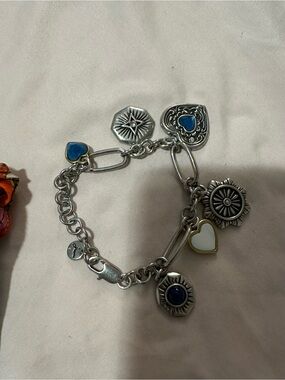 Johnny Was Silver-Tone Charm Bracelet and Necklace with Blue and White Hearts